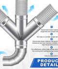 4 Inch W Shaped Dust Collection Fitting Heavy Duty Galvanized Steel 4 Way Duct Splitter Vent Connector For Exhaust Fans