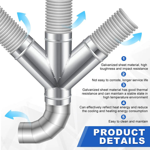 4 Inch W Shaped Dust Collection Fitting Heavy Duty Galvanized Steel 4 Way Duct Splitter Vent Connector For Exhaust Fans