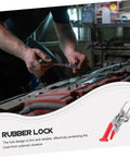 Mechanic using tools with heavy duty rubber T handle draw latches for hood locking, great for cars and outdoor use