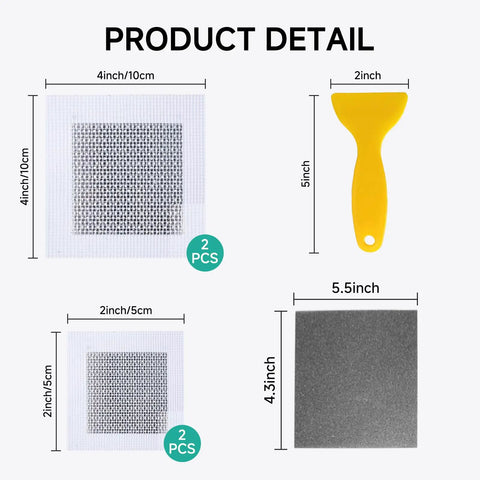 Product details of Drywall Repair Kit With 32 Oz Spackle Paste And Self Adhesive Metal Patches, featuring patches and putty knife