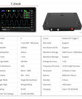Portable Handheld Oscilloscope With 2 Channels, 100 MHz Bandwidth, 1 GSa/s Sampling, 7 Inch Touchscreen, dimensions shown