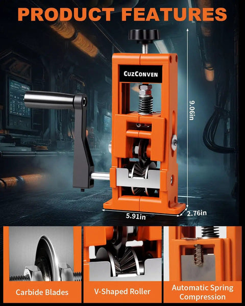 Drill Powered Wire Stripper For Scrap Copper Recycling And DIY, Adjustable 0.04 To 1 Inch Stripping Range, Dual Drive With Hand Crank.