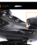 Close-up of Unisex Inline Skates For Speed Skating With 4 By 76 Wheels Safe Ratchet Buckle And Laces Full Shell Upgraded Brakes in gold