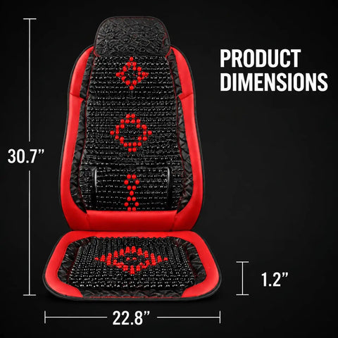 Chill Out Hot Summer Drives With These Wooden Beaded Truck Seat Cushions For Workhorse Electric Delivery Vans 2024+ Heavy Duty Cool Breathable Red Pad, dimensions 30.7" x 22.8" x 1.2".