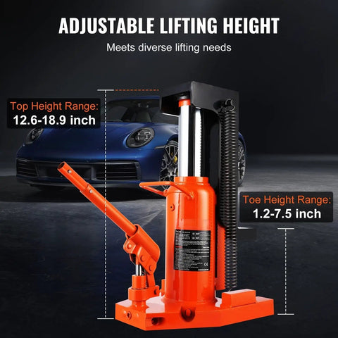 Heavy Duty Hydraulic Toe And Top Lift Jack Delivering 20 Ton Muscle For Tough Auto And Industrial Tasks With Quick Toe Extension and adjustable lifting height.