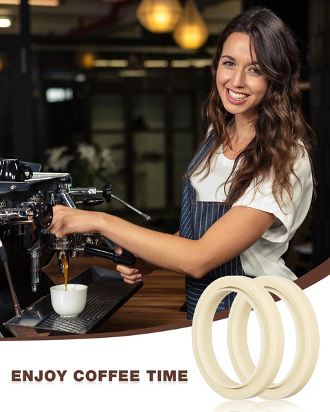 Two beige 54mm silicone steam rings for Breville/Sage espresso machines (2-pack)
