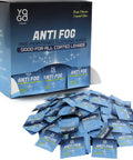 Anti-fog wipe display box with blue, individually wrapped pre-moistened wipes for glasses and lenses (200-pack)