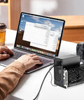 Next Level Thunderbolt 3 And 4 Egpu Dock For Laptops connecting to a laptop showcasing high-speed performance.