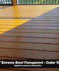 All In One Wood Stain And Sealer For Outdoor Wood Projects Semi Transparent Waterproof Finish In Cedar Tone Protects All Wood Types From Moisture Prevents Graying Extends Exterior Wood Life 1 Gallon on deck floor