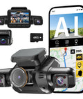 4K 360 Degree Dash Cam With Interior Driver Monitor 4 Channel Car Camera For Front Rear And All Sides WiFi GPS Night Vision