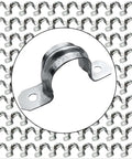 10 Pack Three Quarters Inch EMT Two Hole Conduit Straps Heavy Duty Zinc Plated Steel Pipe Clamps With Reinforced Rib in circle overlay