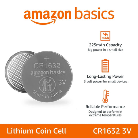 Heavy Duty CR1632 3V Lithium Coin Cell Batteries 4 Pack for Watches Calculators Smart Remotes and Gas Keys with 225mAh capacity.