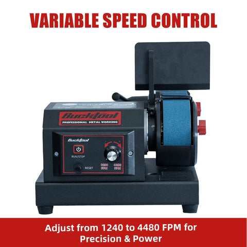 Beefy Variable Speed Belt Sander For Metalworking, 2x42 Inch, 3.5A DC Motor With Control Panel shown front view