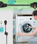 No Fuss Dryer Plug Converter Adapter 14-30R Female To 10-30P Male With Ground Wire, woman using dryer next to converter