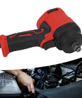 Heavy Duty Pneumatic Air Impact Wrench With Half Inch Drive Delivers 1200Nm Torque in red and black lightweight design.