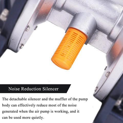 MXBAOHENG air-operated diaphragm pump with orange noise-reduction silencer, front view