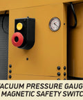 Vacuum pressure gauge and magnetic safety switch on Cyclone Dust Collector With 1 Micron HEPA Filter, 3 HP, 230V Single Phase