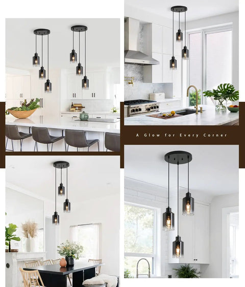 Three Pack Black Pendant Lights With Adjustable Height In Industrial Modern Style for kitchen island and dining room ambience