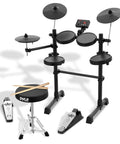 7 Piece Electric Drum Set With Mesh Snare And Tom Pads, 10 Inch Cymbals, USB MIDI Support, Preloaded Sounds, Recording Mode, Digital Foot Pedals, Drum Sticks