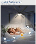 Woman sleeping under 72 Inch Dope Modern Ceiling Fan With Lights And Remote Control, Dimmable 3 CCT, Black Large Ceiling Fan