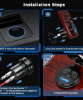 Installation steps for Heavy Duty Road Warrior Plug And Play Car Charger Dual Port Type C USB Socket with easy assembly guide.