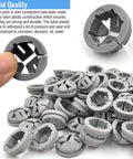 Big Bundle 150 Piece Nylon Push-In Wire Connectors For Electrical Boxes, Non Metal Knockout Plugs And Junction Box Fittings Perfect For DIY Conduit Work And Heavy Duty Cable Management Projects gray nylon knockout plugs pile