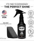 Deep Black Tire Shine Spray With Long Lasting Tire Dressing No Sling And Dries To The Touch 18 Oz Kit With Applicator