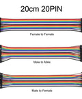 20cm 20PIN jumper wires set, female to female, male to male, and male to female multicolored Dupont cables
