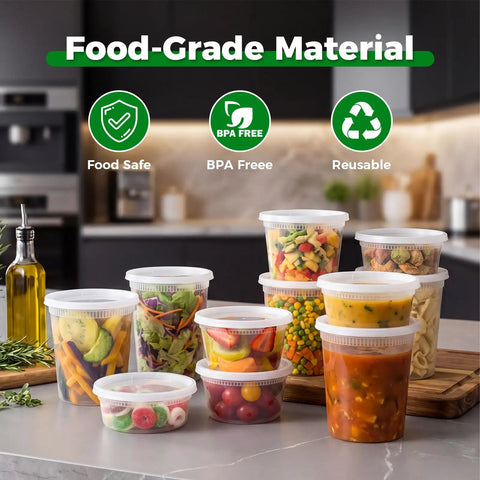 Hella Durable Leakproof Deli Containers With Secure Lids 48 Sets For Takeout Meal Prep And Leftovers Storage Bpa Free Plastic Soup Bowls Microwave Dishwasher Freezer Safe