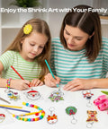 Family using 25 Piece Frosted Shrink Plastic Sheets Set For DIY Shrink Art And Handicrafts With One Glossy Side And Bright Colors