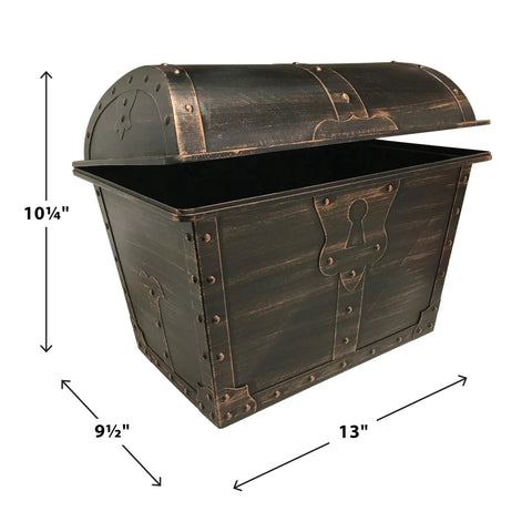 Legendary Large Plastic Treasure Chest Absolutely Lit For Classroom Rewards Pirate Party Favors And Hella Cool Birthday Stash Box Bronze Finish Smooth Hinged Lid For Kids Age Five Plus