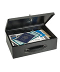 Fire-Retardant Steel Security Chest With Lock And Two Keys Black Durable Safe For Documents And Valuables Double-Insulated Walls