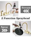 Gold Kitchen Faucet With Side Sprayer And High Pressure Sprayer 8 Inch High Arc 360 Degree Rotating Spout Centerset RV Sink Faucet in action