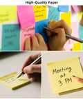 Person writing on 24 Pack 3x3 Inch Sticky Notes In Bright Colors Self Stick Pads For Home Office And Notebook Use With Strong Adhesive