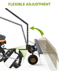 60 Inch Tow Behind Dethatcher For Lawn And ATV, Heavy Duty Lawn Rake With 24 Spring Steel Tines, Lift Handle, adjustable arms