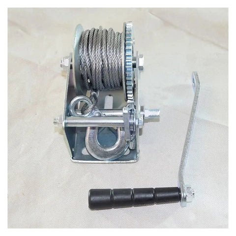Tough As Nails Heavy Duty Wire Rope Hoist And Manual Hand Winch With Self Locking Steel Cable Sling For Boat Trailer Truck Pulling Eight Hundred Pounds