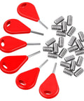 Six Piece Surf Fin Key And Twenty Four Screws Kit For Surfboard And Kayak Fin Replacement Installation And Removal Red All In One Tool Accessory With Spare Keys And Fasteners For On The Go Surf Gear, red keys and screws