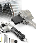 Heavy Duty Pneumatic Steel Strapping Machine For Metal Banding 2 In 1 Tensioner And Cutter Sealer with various tools for cable ties.