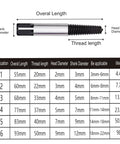 6 Piece Screw Extractor Set Made From 35CrMo Steel With Spiral Groove dimensions and specifications chart