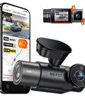 Dual Dash Cam For Your Ride With 5G WiFi Front 2.7K And Interior 1080P displayed with smartphone app interface showing GPS