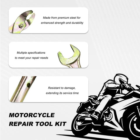 7 Piece Motorcycle Repair Tool Kit With Spanner Screwdriver Pliers Spark Plug Socket For Quick Bike Maintenance image showing spanner and pliers close-up
