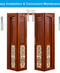 Four Piece Bi Fold Door Top Roller Guide Wheel And Pivot Repair Kit with wooden doors, showing spring-loaded hardware components.