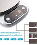 Digital display of Pro 22Lb Digital Kitchen Scale For Meal Prep And Weight Loss, showing measurement options and tare button