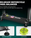 Heavy Duty Motorcycle Wheel Balance Stand For Static And Dynamic Tire Alignment Fits 12 Inch And Larger Wheels
