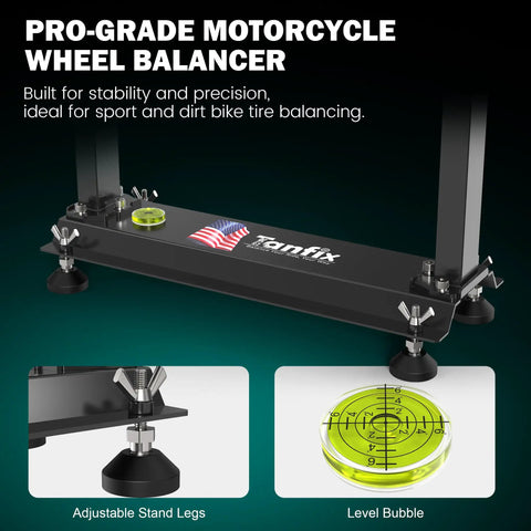 Heavy Duty Motorcycle Wheel Balance Stand For Static And Dynamic Tire Alignment Fits 12 Inch And Larger Wheels