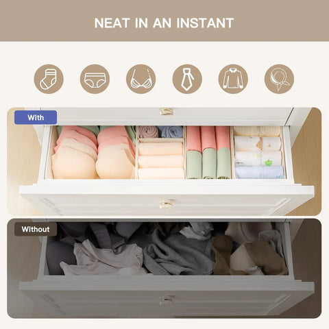 Slick Storage Setup 10 Pack Drawer Organizer Bin Set For Sorting Clothes And Underwear Foldable Closet Dividers In Beige That Keep Your Nursery And Bedroom Totally Neat Without The Clutter