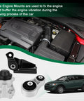 Heavy Duty Rock Solid Engine And Transmission Mount Direct Bolt On For Mazda Cx 9 3.5L 3.7L 2007 Through 2012 Smooth Ride Replacement Parts shown mounted in engine compartment with new mounts.