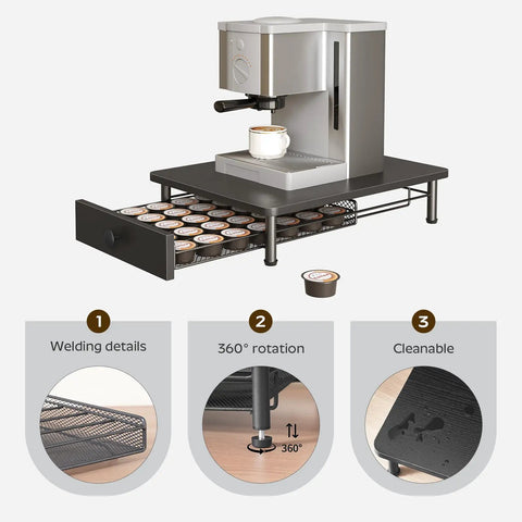 Coffee Pod Drawer Organizer For K Cup Pods, 35 Capacity Sliding Mesh Storage Basket, Compact Desktop Organizer with coffee machine