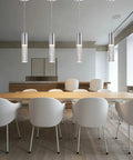 Dope Polished Chrome Bubble Glass Mini Pendant Lights Set With Integrated LED Dimmable Modern Contemporary Kitchen Island Hanging Fixtures One Light Per Pendant Two Pack above dining table