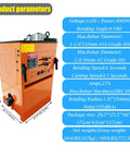 Heavy Duty Electric Rebar Bender And Automatic Steel Bar Cutter Machine Boasts A Tough Iron Build 110 Volt 3 Kilowatt Motor dimensions and specifications.